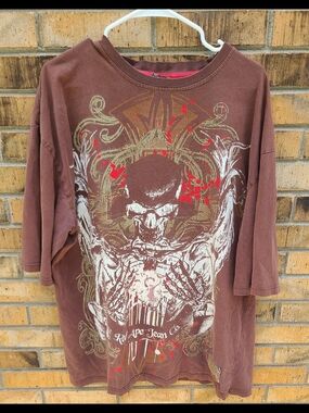 Red Ape Jean Co Skull Graphic T Shirt Men’s 2X Brown Y2K Grunge Gothic